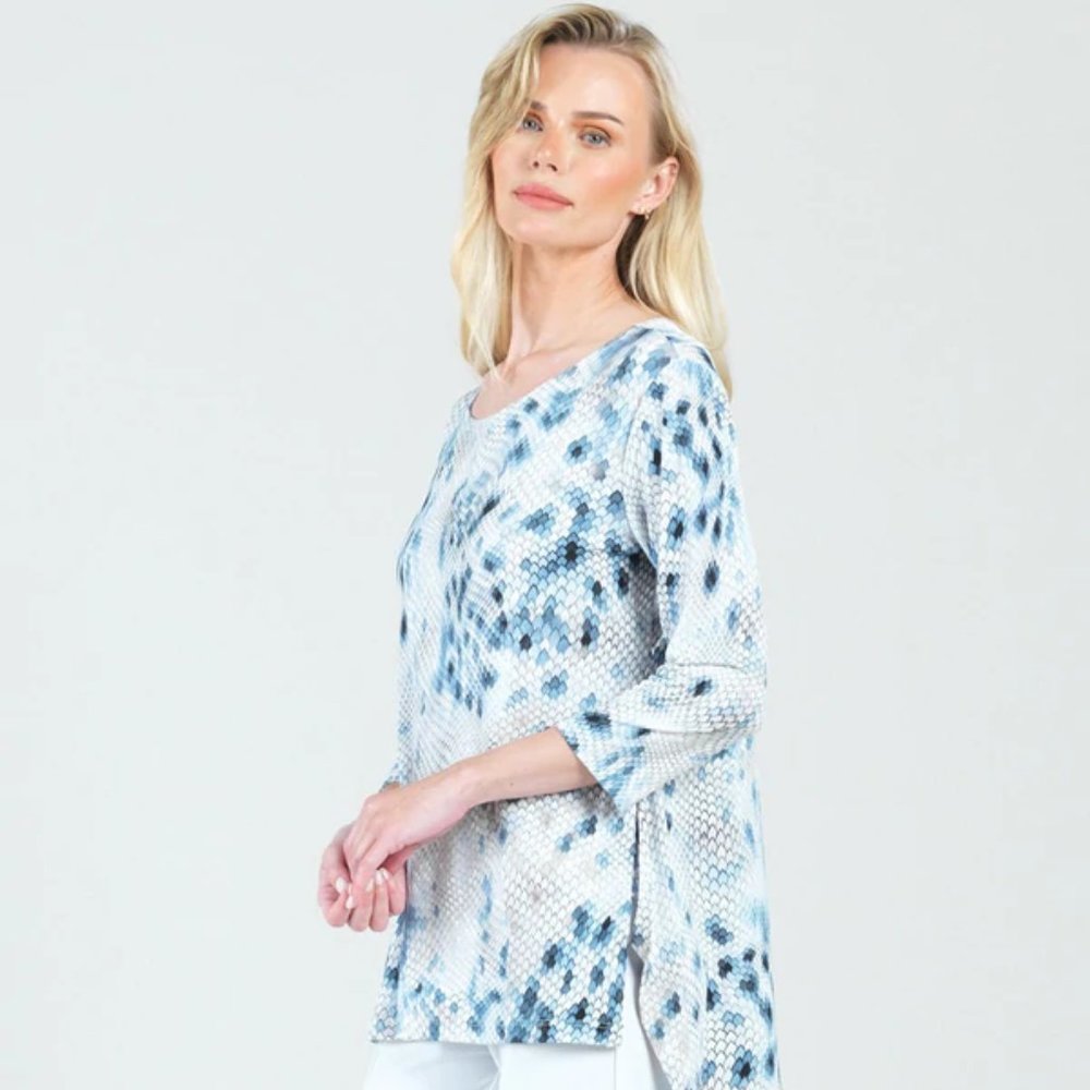 NWT Clara Sunwoo Navy Python Print with Parachute Hem